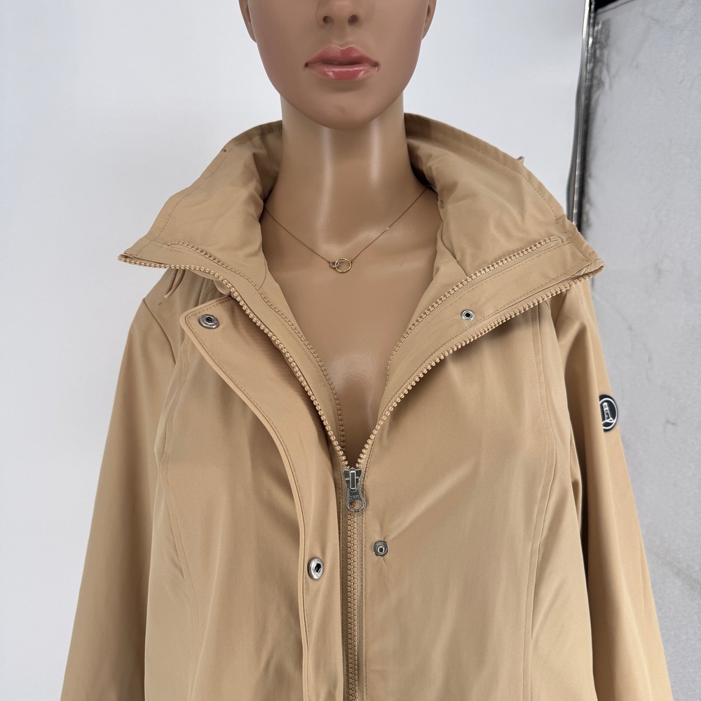 Lands End Womens Tan Khaki Hooded Raincoat Parka Jacket Size M RN 168874 - Picture 11 of 16